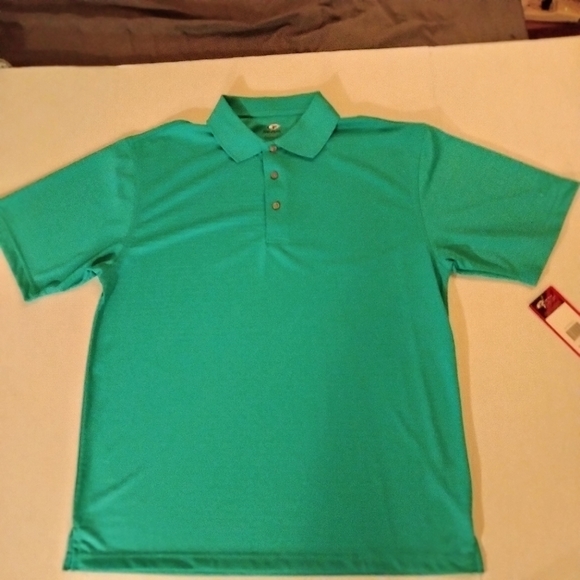 Mens Top Flite Polo Aqua Large Short Sleeve - Picture 4 of 7
